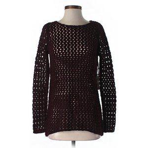 Dex Wineberry Open Weave Sweater